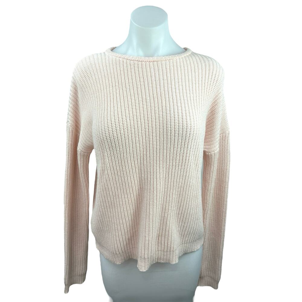 Brandy Melville Pink Waffle Knit Drop Shoulder Oversized Pullover Sweater Top M